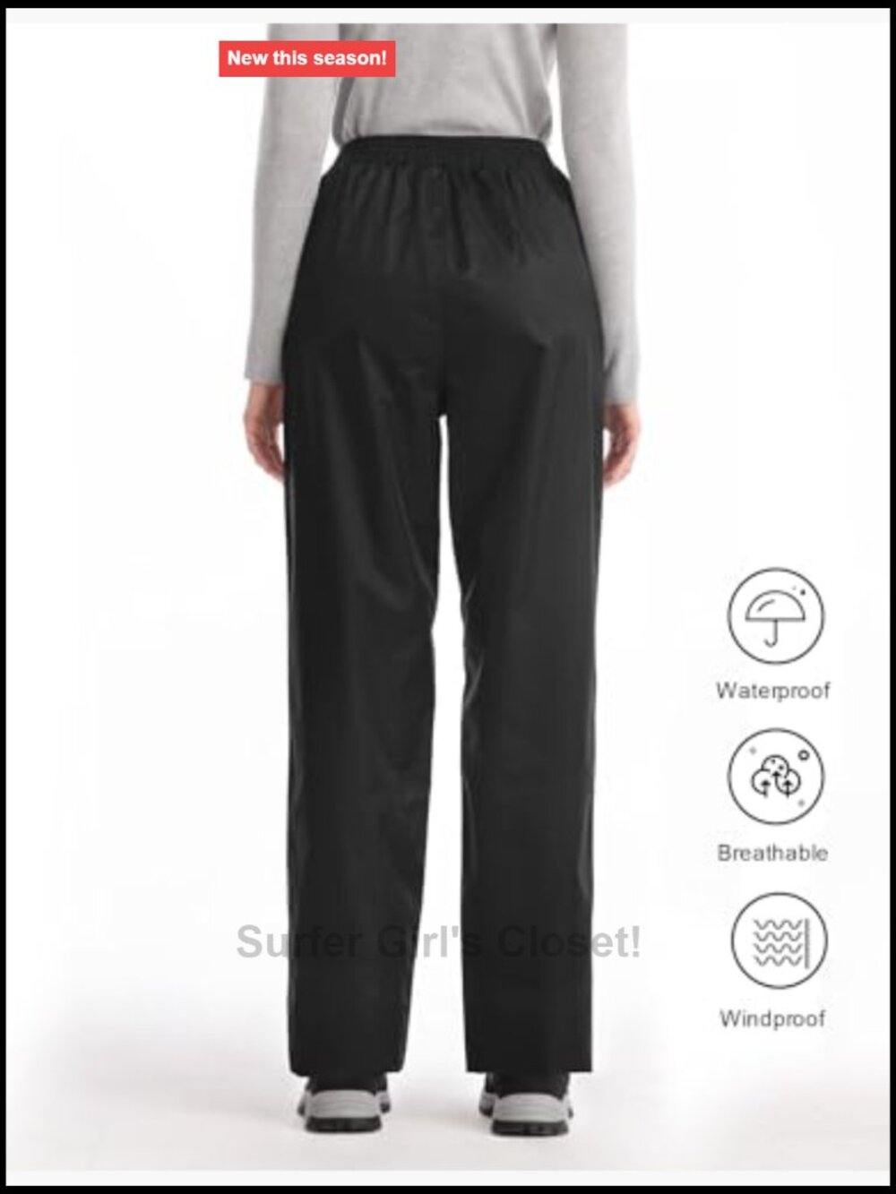 Women's Waterproof Lightweight Hiking Rain Pants with Zipper Legs - Picture 3 of 7